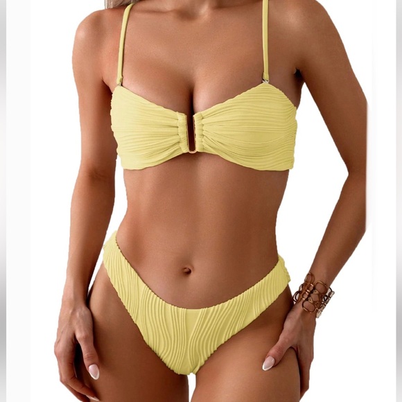 Fanuerg Yellow Ribbed Bikini Set - Picture 1 of 11